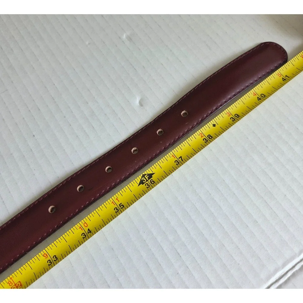 USA Genuine Leather Classic Dress Belt Wine Burgundy Red Gold Buckle 1X 36-39